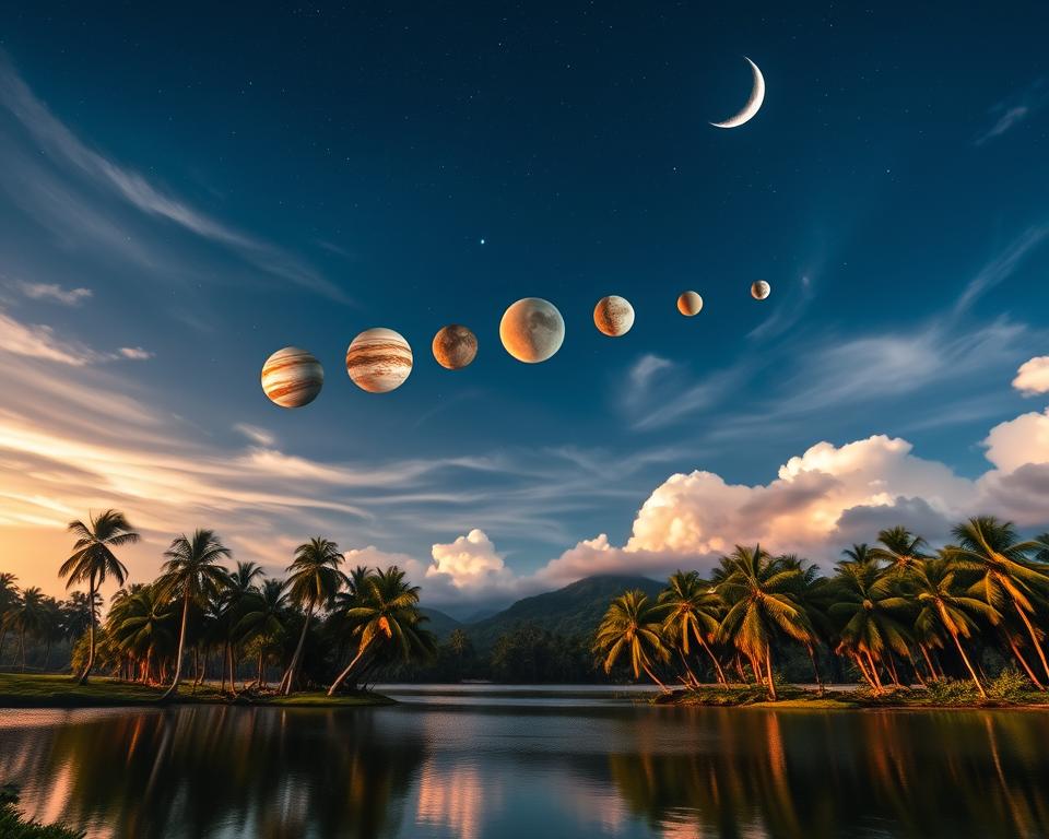 Alinhamento quíntuplo de planetas: horário exato no céu do Brasil