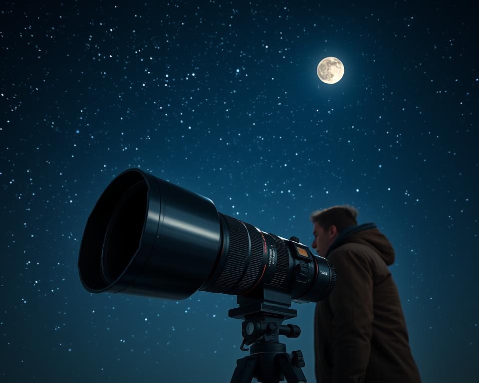 lentes teleobjetivas na fotografia de céu noturno