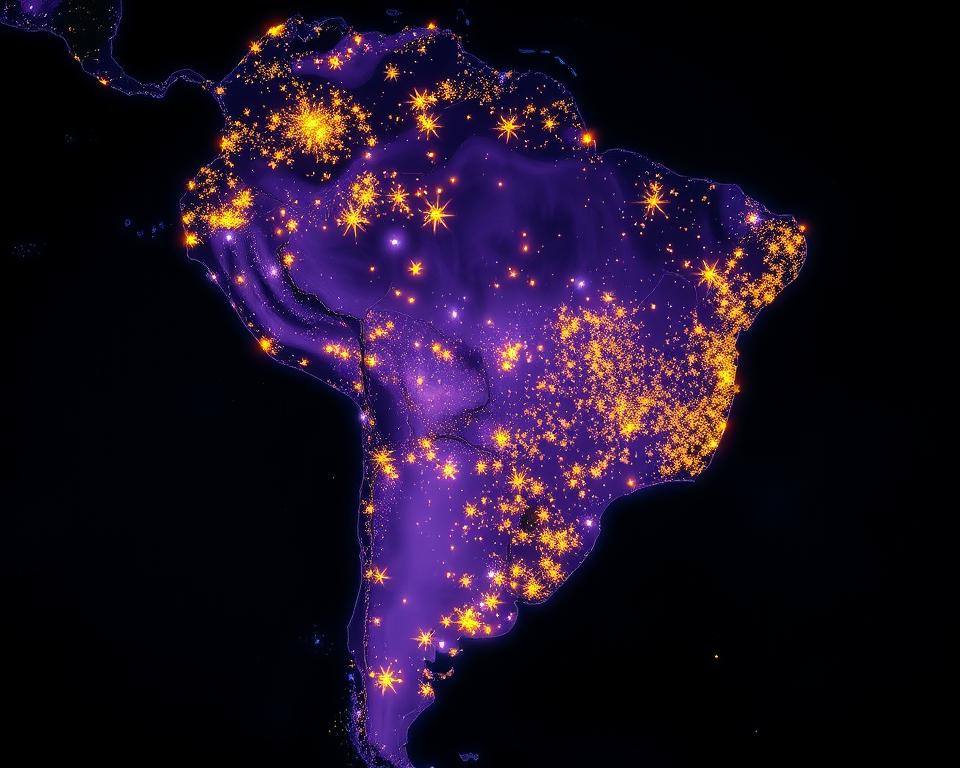 Mapa de poluição luminosa no Brasil