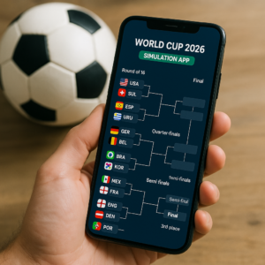 App de simulação da Copa 2026 com jogos e fases